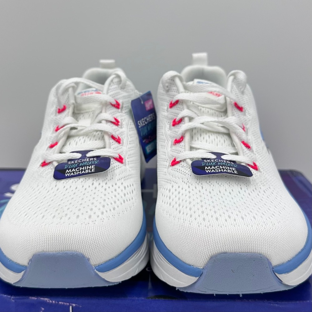 Skechers D'Lux Walker Sneakers Womens 9.5 White Blue Infinite Motion 149368 NEW - Picture 5 of 12